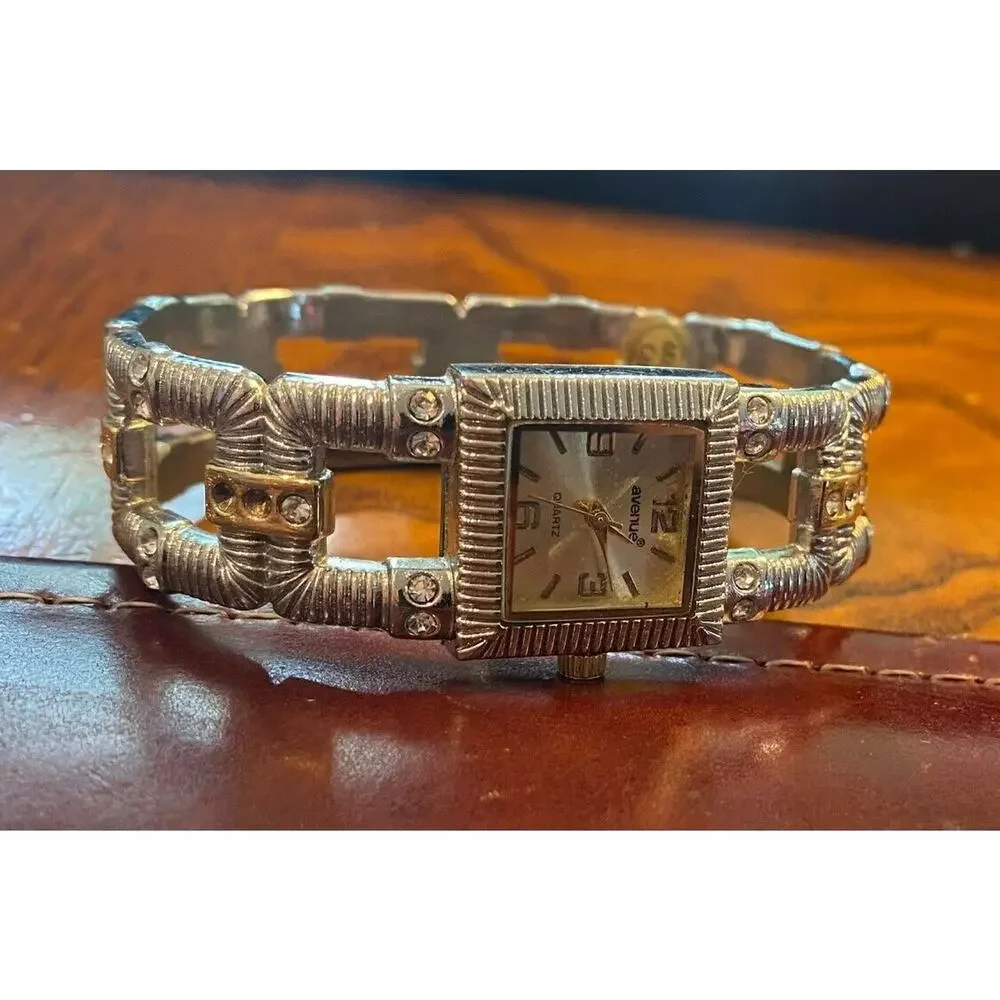 Women's Two Tone Avenue Bangle Bracelet Watch, Crystal Accents